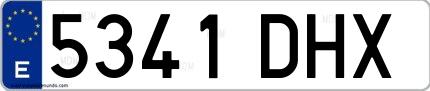 Ejemplo de matrícula española 5341 DHX