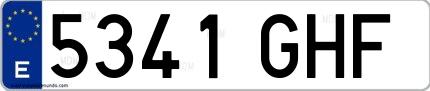 Ejemplo de matrícula española 5341 GHF