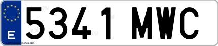 Ejemplo de matrícula española 5341 MWC