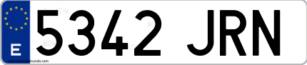 Ejemplo de matrícula de coche ordinaria 5342 JRN