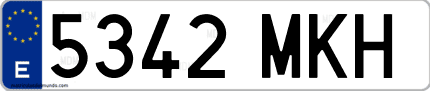 Ejemplo de matrícula de coche ordinaria 5342 MKH