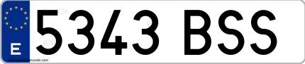 Ejemplo de matrícula española 5343 BSS