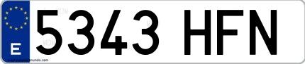 Ejemplo de matrícula española 5343 HFN