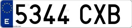 Ejemplo de matrícula española 5344 CXB