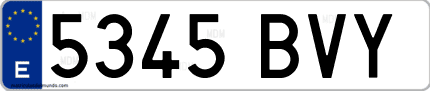 Ejemplo de matrícula de coche ordinaria 5345 BVY