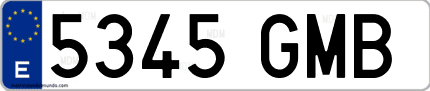 Ejemplo de matrícula de coche ordinaria 5345 GMB
