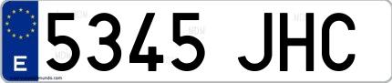 Ejemplo de matrícula española 5345 JHC