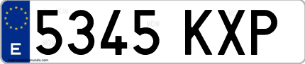 Ejemplo de matrícula de coche ordinaria 5345 KXP