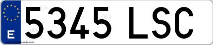 Ejemplo de matrícula española 5345 LSC