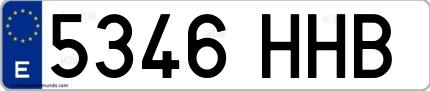 Ejemplo de matrícula española 5346 HHB