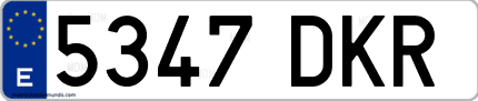 Ejemplo de matrícula de coche ordinaria 5347 DKR