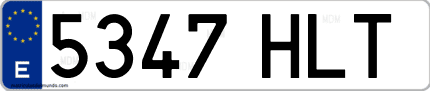 Ejemplo de matrícula de coche ordinaria 5347 HLT