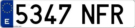 Ejemplo de matrícula española 5347 NFR