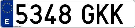 Ejemplo de matrícula española 5348 GKK