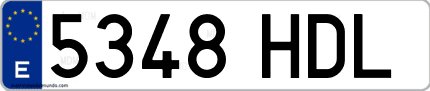 Ejemplo de matrícula de coche ordinaria 5348 HDL
