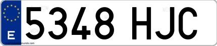 Ejemplo de matrícula española 5348 HJC