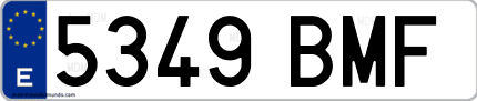 Ejemplo de matrícula de coche ordinaria 5349 BMF