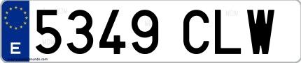 Ejemplo de matrícula española 5349 CLW