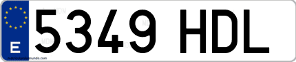 Ejemplo de matrícula de coche ordinaria 5349 HDL