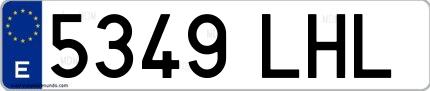 Ejemplo de matrícula española 5349 LHL
