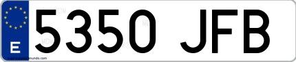 Ejemplo de matrícula española 5350 JFB