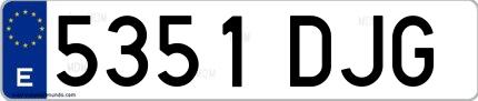 Ejemplo de matrícula española 5351 DJG