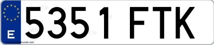 Ejemplo de matrícula española 5351 FTK
