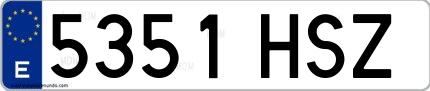 Ejemplo de matrícula española 5351 HSZ