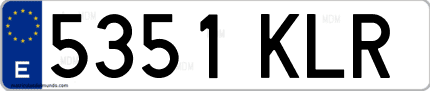 Ejemplo de matrícula de coche ordinaria 5351 KLR