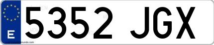 Ejemplo de matrícula española 5352 JGX