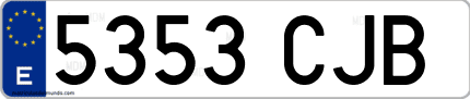 Ejemplo de matrícula de coche ordinaria 5353 CJB