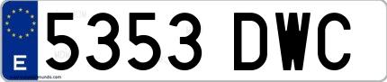 Ejemplo de matrícula española 5353 DWC