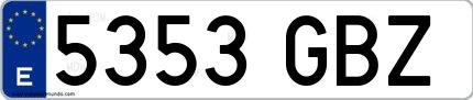 Ejemplo de matrícula española 5353 GBZ