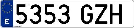 Ejemplo de matrícula española 5353 GZH