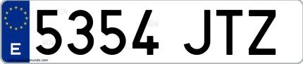 Ejemplo de matrícula española 5354 JTZ