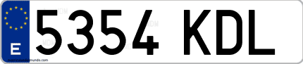 Ejemplo de matrícula de coche ordinaria 5354 KDL