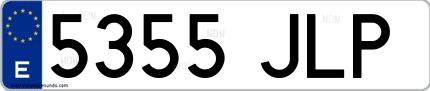 Ejemplo de matrícula española 5355 JLP