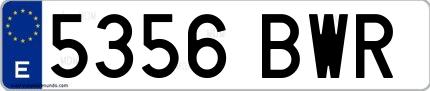 Ejemplo de matrícula española 5356 BWR