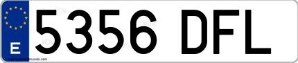 Ejemplo de matrícula española 5356 DFL