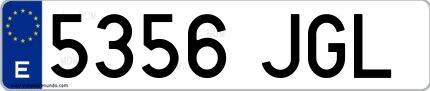 Ejemplo de matrícula española 5356 JGL