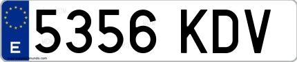 Ejemplo de matrícula española 5356 KDV