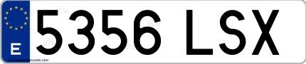 Ejemplo de matrícula española 5356 LSX