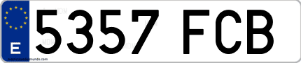 Ejemplo de matrícula de coche ordinaria 5357 FCB