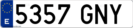 Ejemplo de matrícula de coche ordinaria 5357 GNY