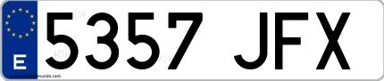 Ejemplo de matrícula española 5357 JFX