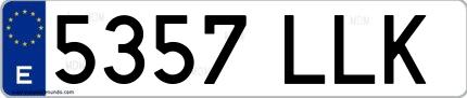 Ejemplo de matrícula española 5357 LLK