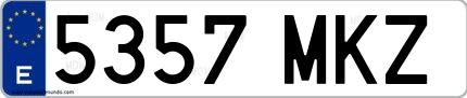 Ejemplo de matrícula española 5357 MKZ