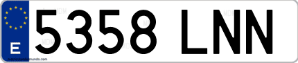 Ejemplo de matrícula de coche ordinaria 5358 LNN