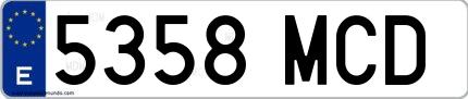 Ejemplo de matrícula española 5358 MCD