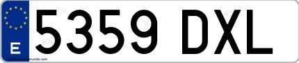 Ejemplo de matrícula española 5359 DXL